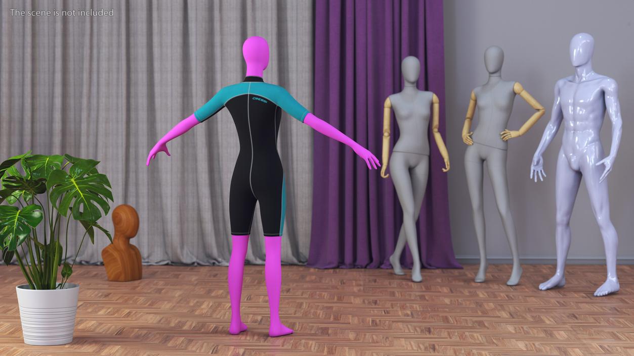 3D model Woman Wetsuit Cressi Shorty Version