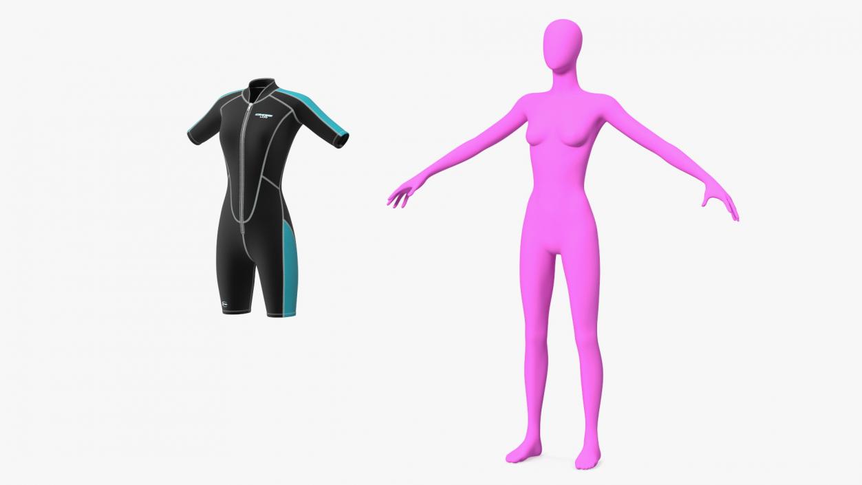 3D model Woman Wetsuit Cressi Shorty Version