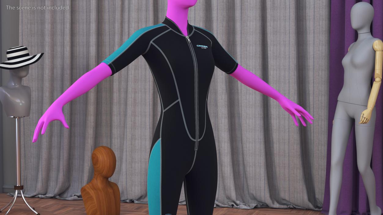 3D model Woman Wetsuit Cressi Shorty Version