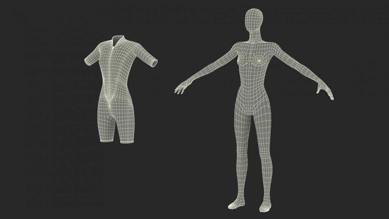 3D model Woman Wetsuit Cressi Shorty Version