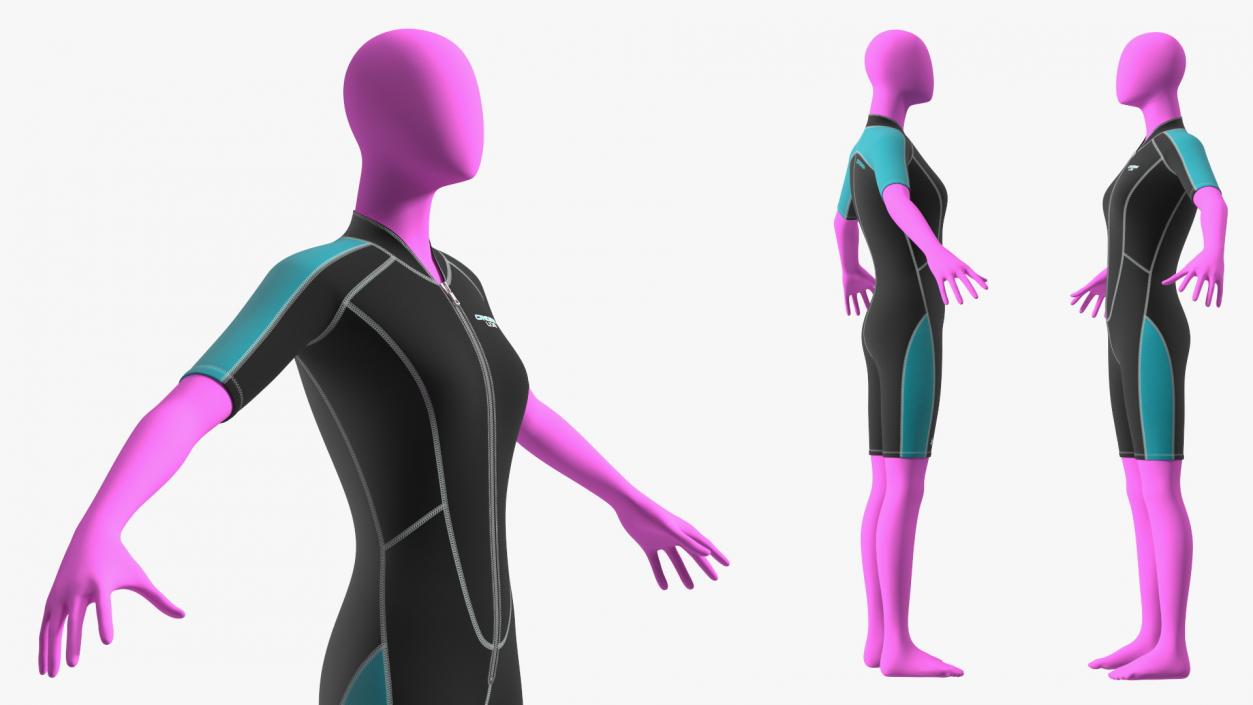 3D model Woman Wetsuit Cressi Shorty Version