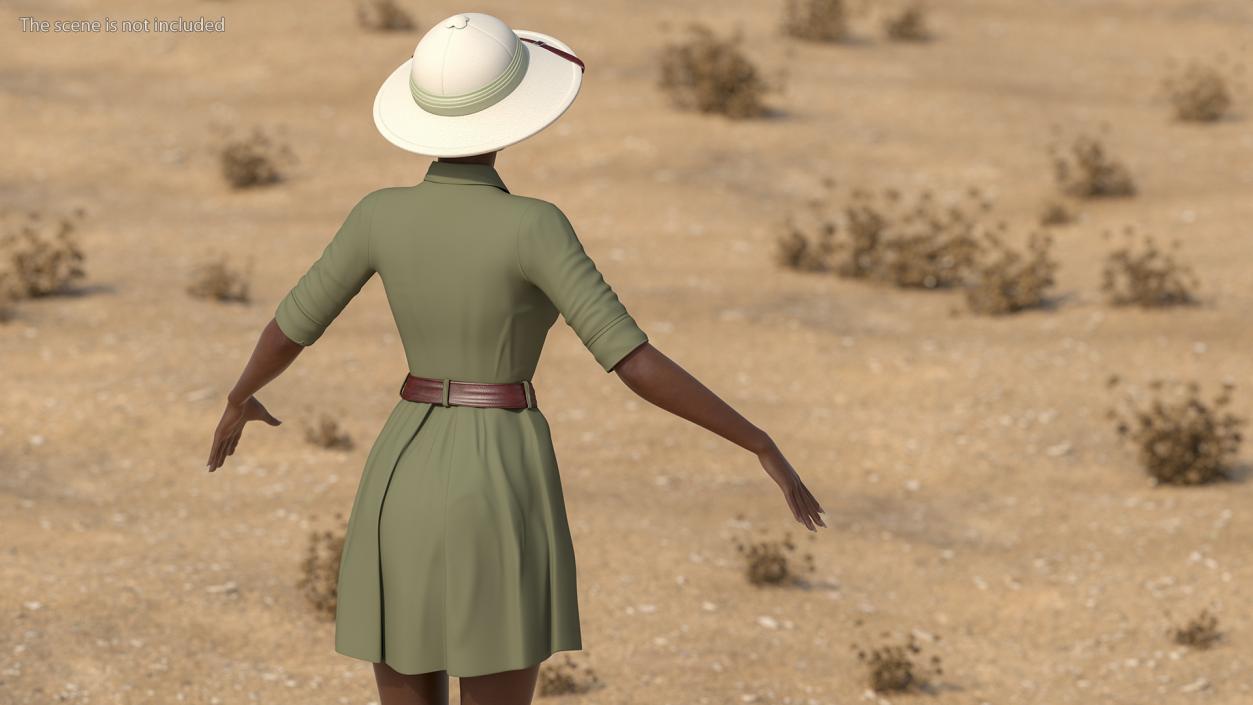 Dark Skin Black Woman Explorer Rigged 3D