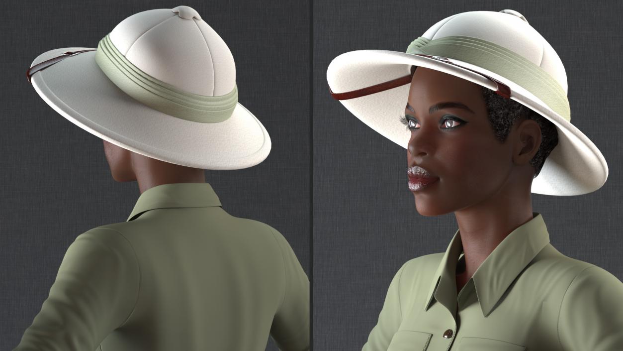 Dark Skin Black Woman Explorer Rigged 3D