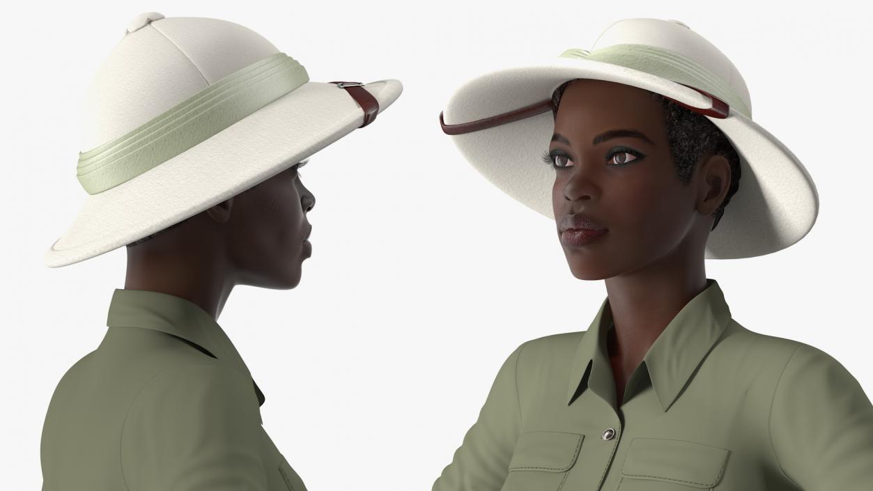 Dark Skin Black Woman Explorer Rigged 3D