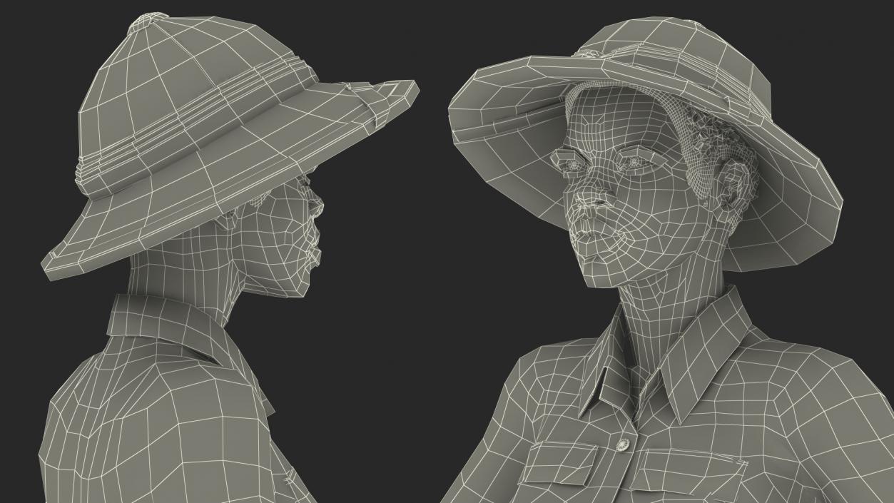 Dark Skin Black Woman Explorer Rigged 3D