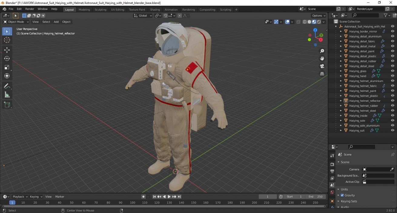 Astronaut Suit Haiying with Helmet 3D model