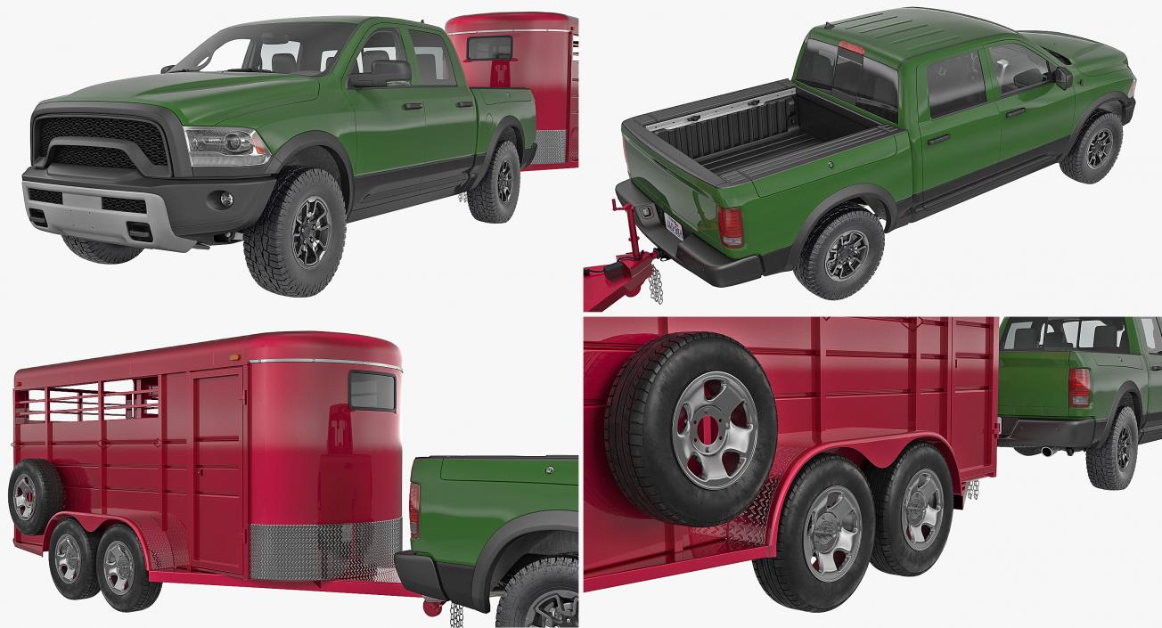 3D Pickup Truck with Horse Trailer