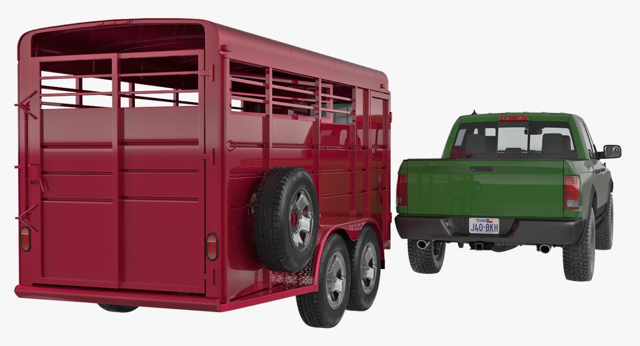 3D Pickup Truck with Horse Trailer