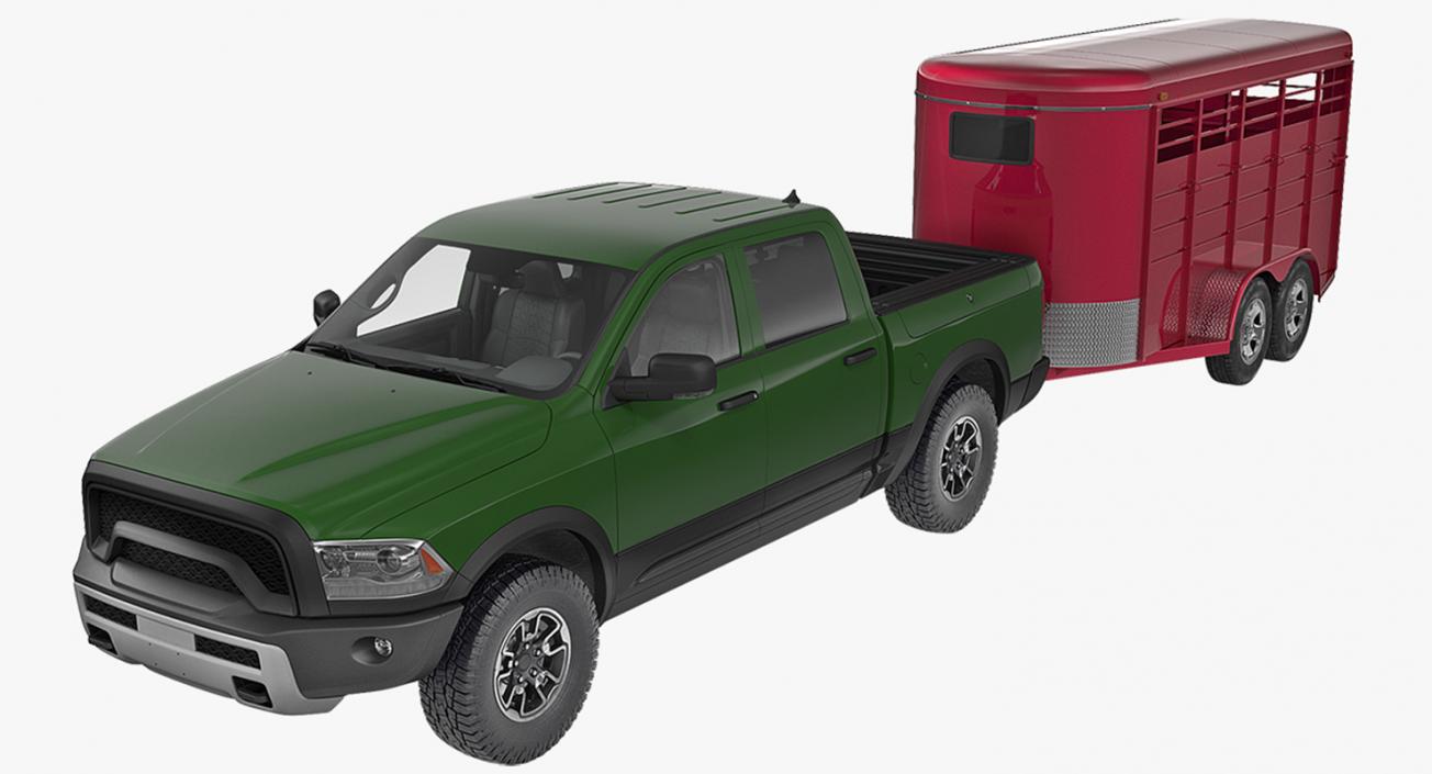 3D Pickup Truck with Horse Trailer