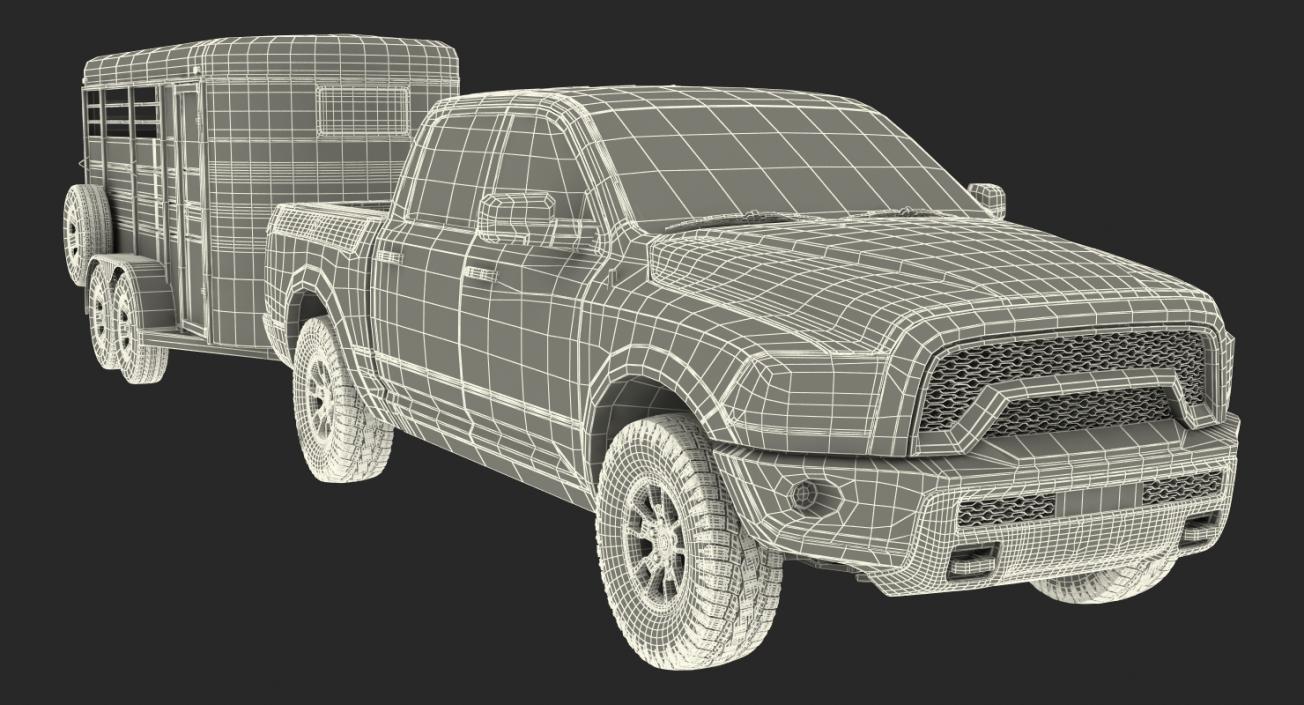 3D Pickup Truck with Horse Trailer