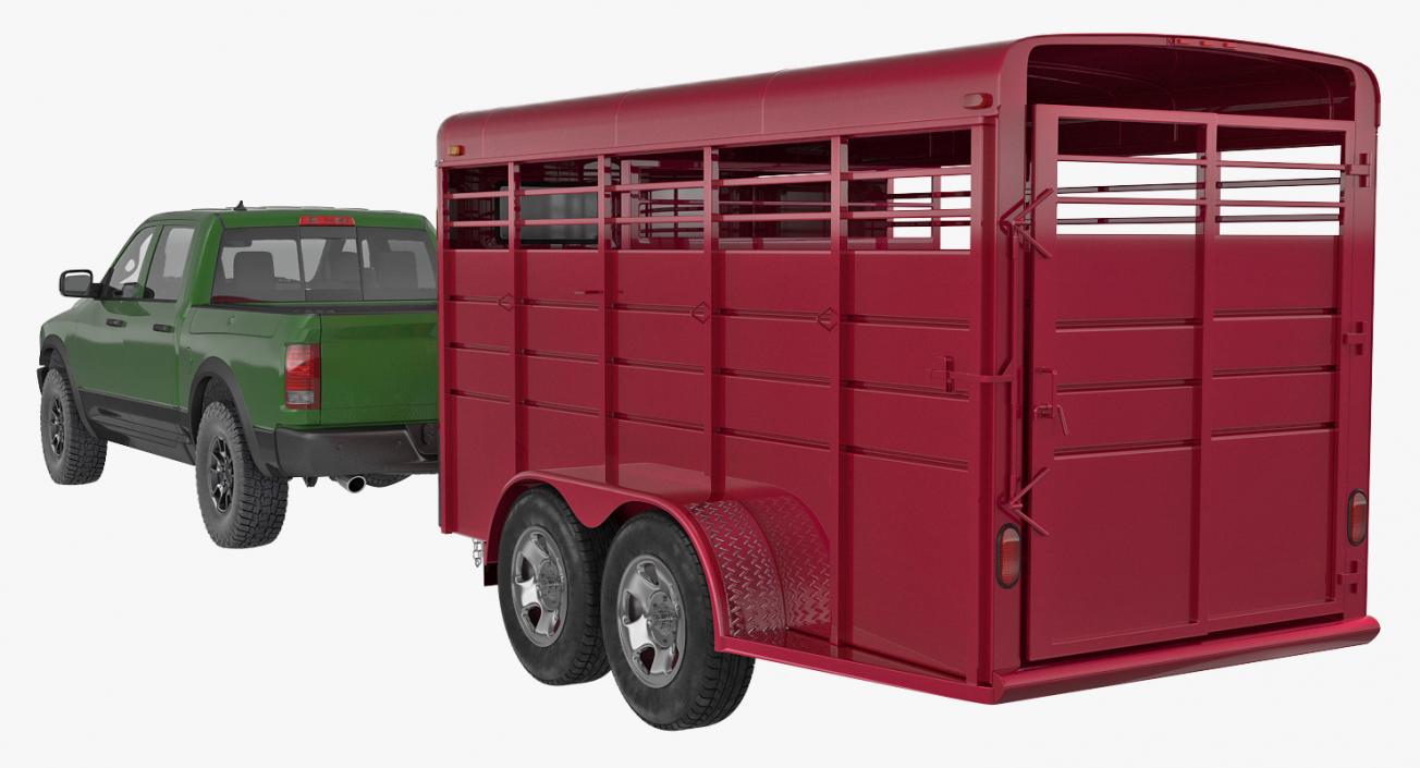 3D Pickup Truck with Horse Trailer