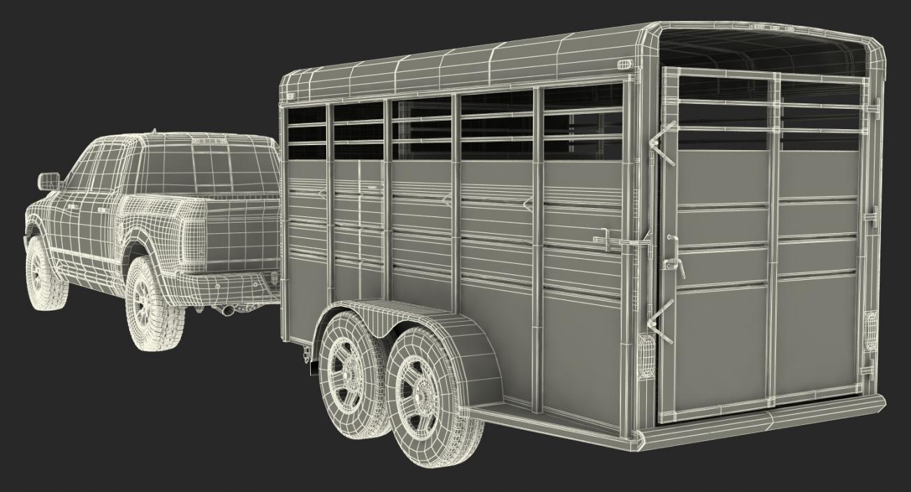 3D Pickup Truck with Horse Trailer