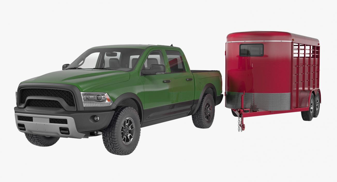 3D Pickup Truck with Horse Trailer