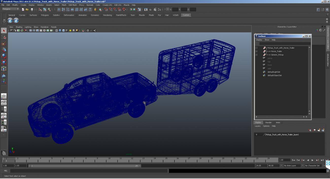 3D Pickup Truck with Horse Trailer