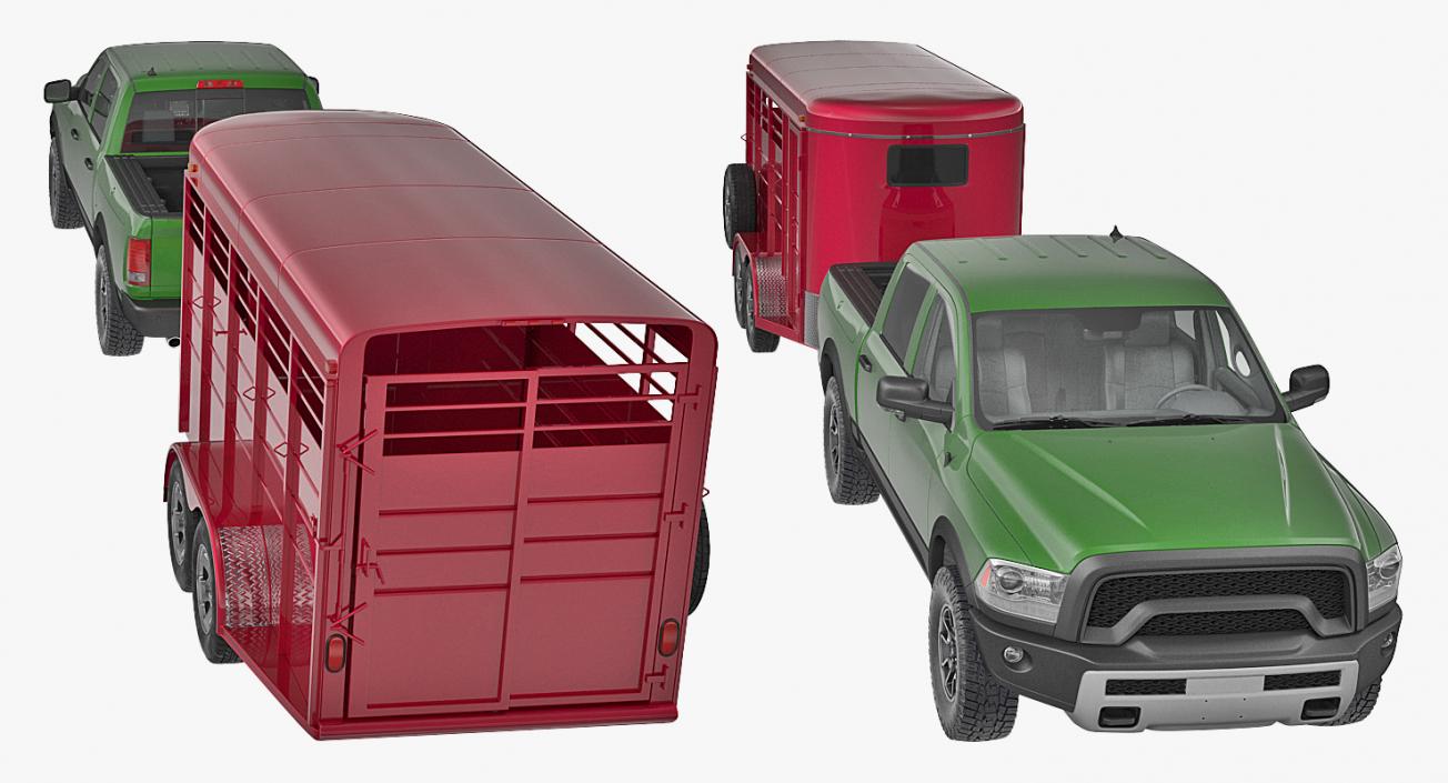 3D Pickup Truck with Horse Trailer