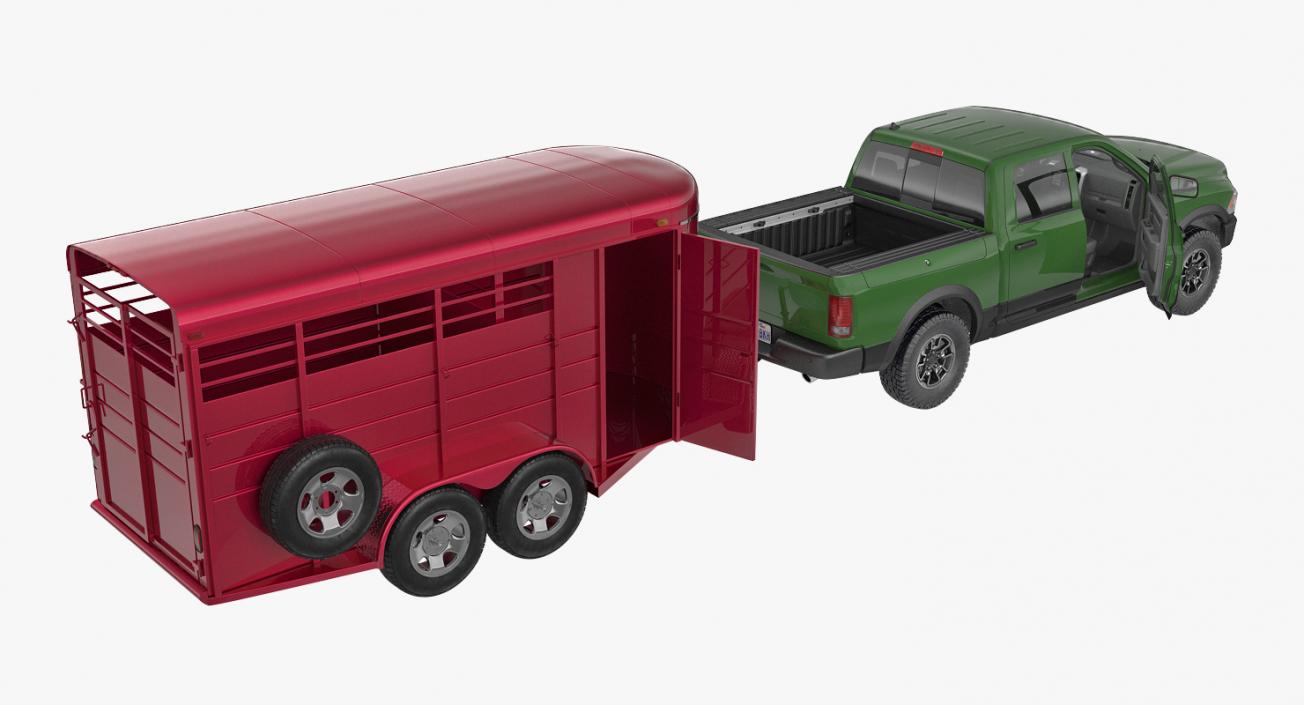 3D Pickup Truck with Horse Trailer