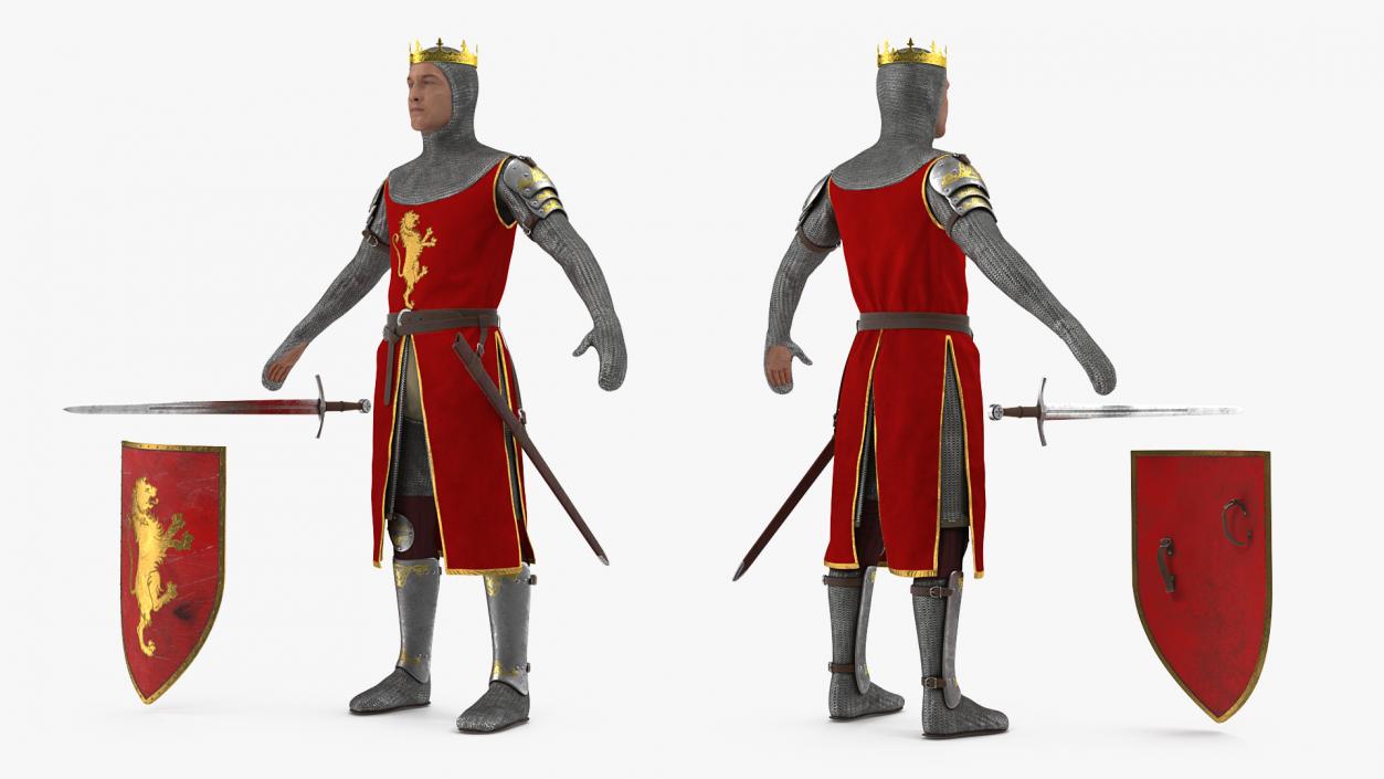 3D Crusader Knight King Rigged for Maya