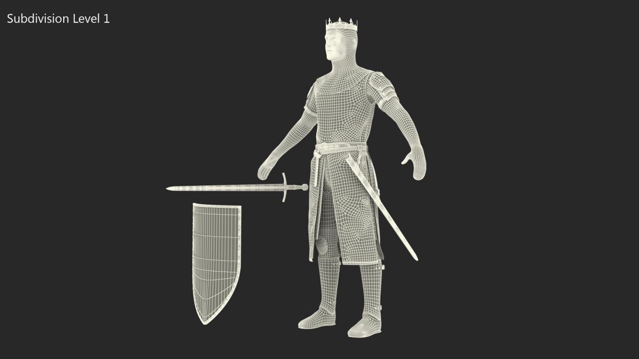 Crusader Knight King Rigged 3D