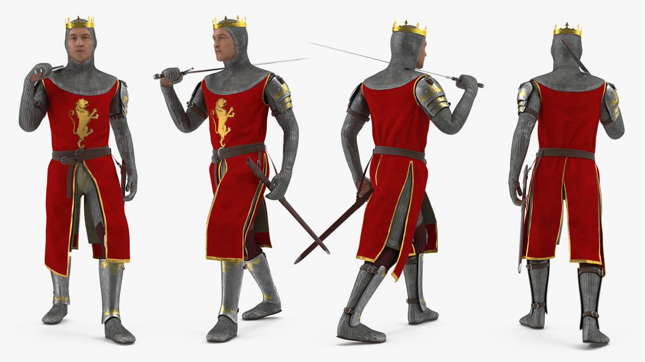 Crusader Knight King Rigged 3D