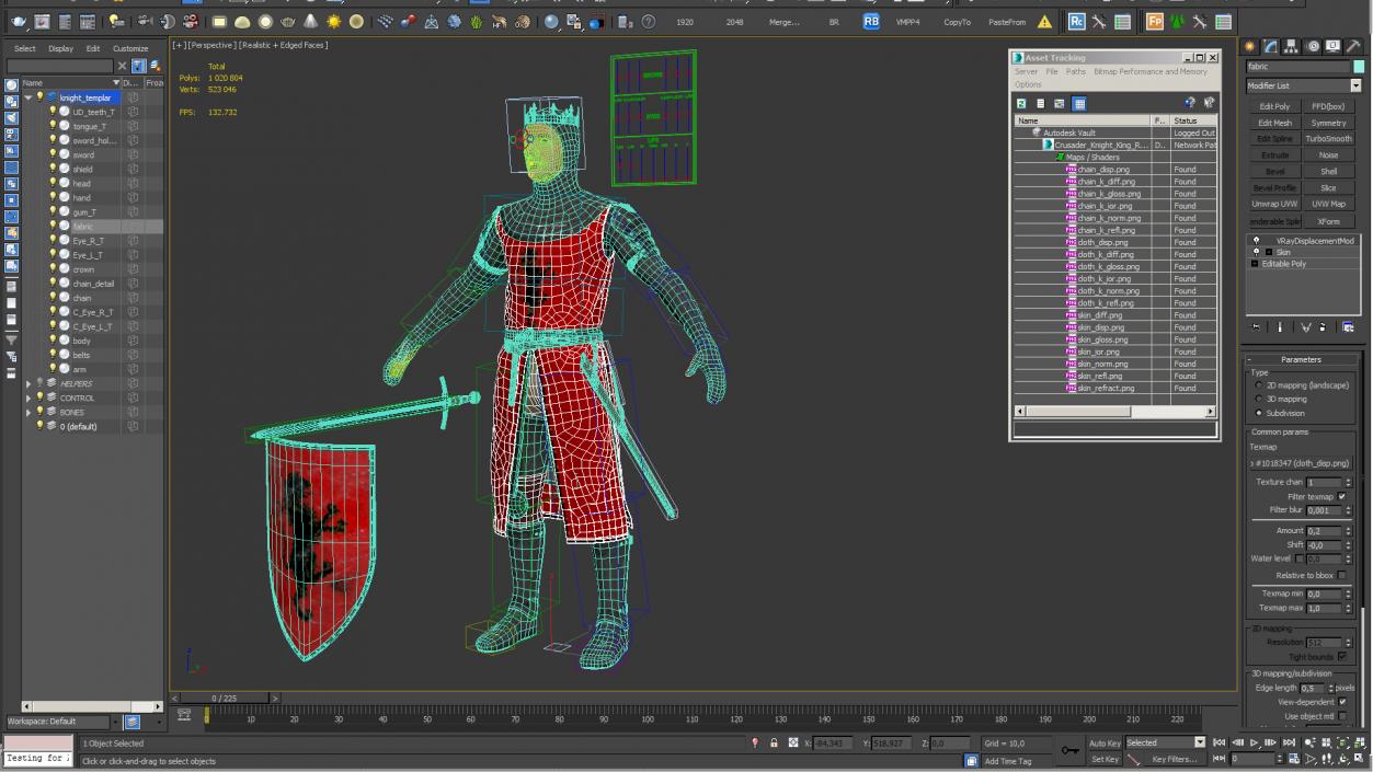 3D Crusader Knight King Rigged for Maya