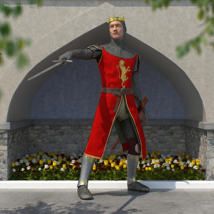 3D Crusader Knight King Rigged for Maya