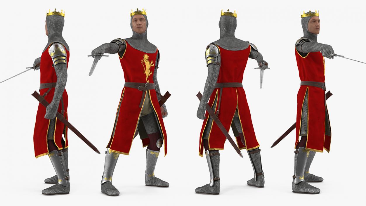 Crusader Knight King Rigged 3D