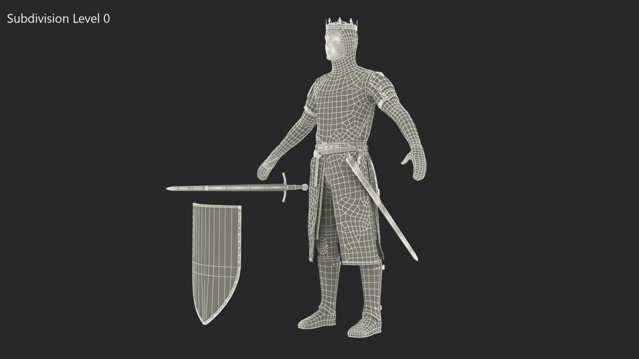 3D Crusader Knight King Rigged for Maya