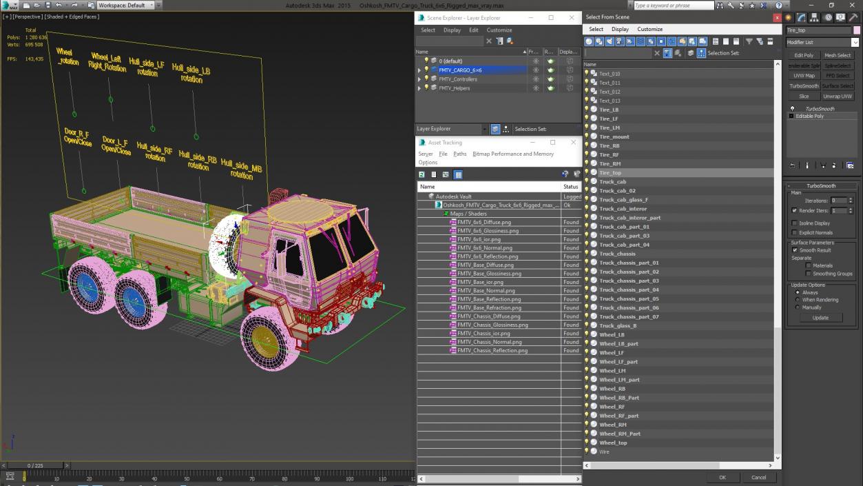 3D model Oshkosh FMTV Cargo Truck 6x6 Rigged