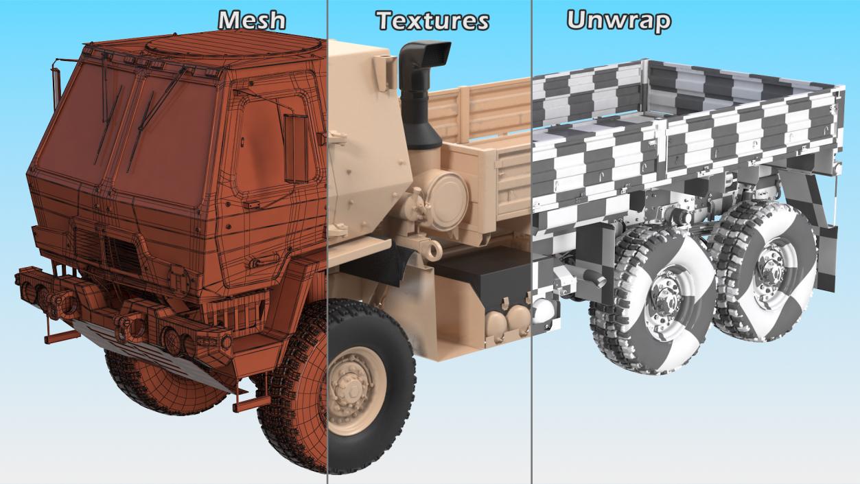 3D model Oshkosh FMTV Cargo Truck 6x6 Rigged