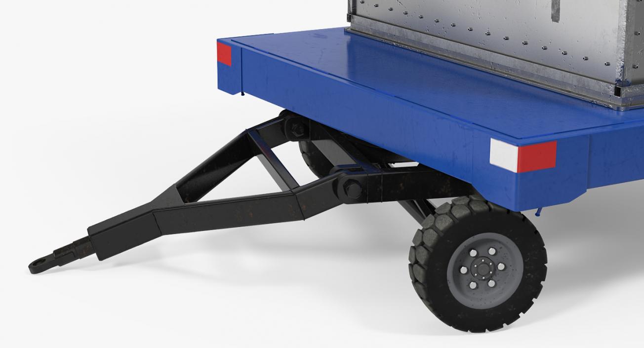 3D model Airport Baggage Trailer with Container Rigged