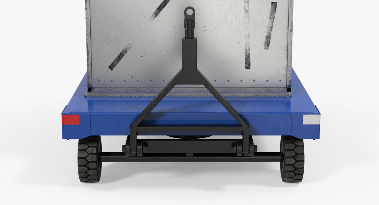 3D model Airport Baggage Trailer with Container Rigged