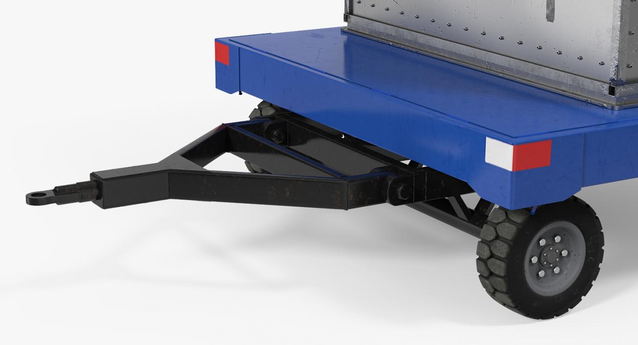 3D model Airport Baggage Trailer with Container Rigged