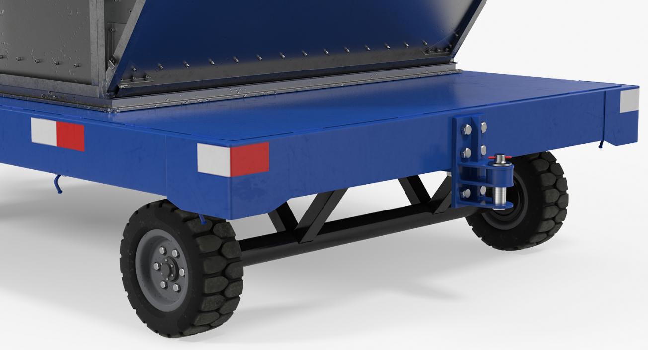 3D model Airport Baggage Trailer with Container Rigged