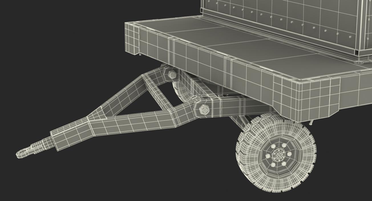 3D model Airport Baggage Trailer with Container Rigged