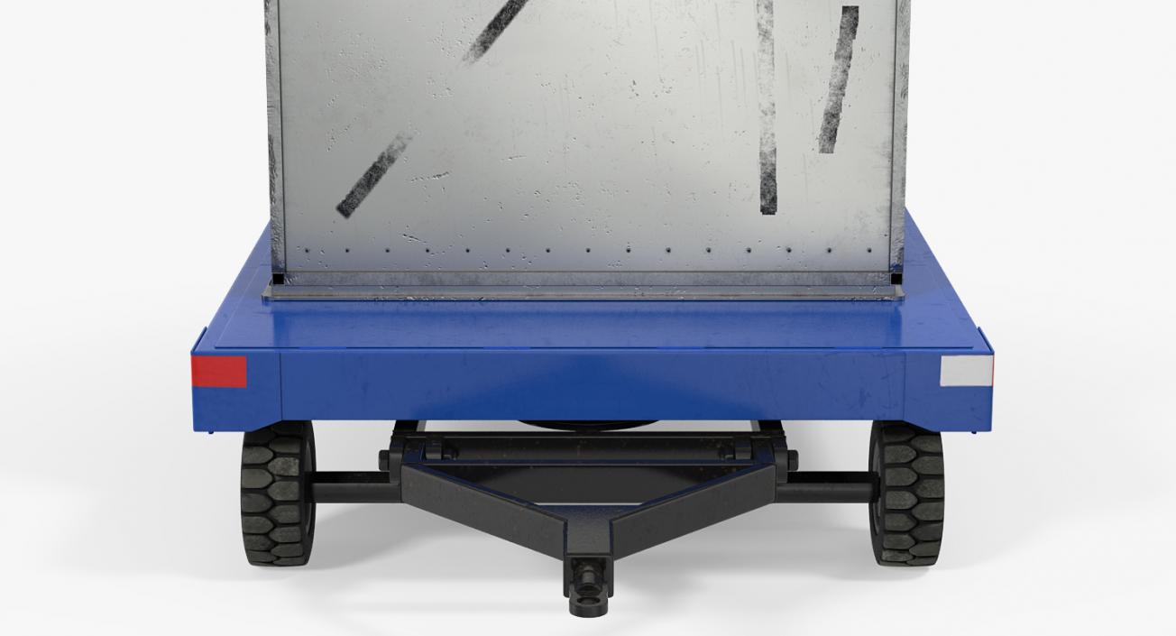 3D model Airport Baggage Trailer with Container Rigged