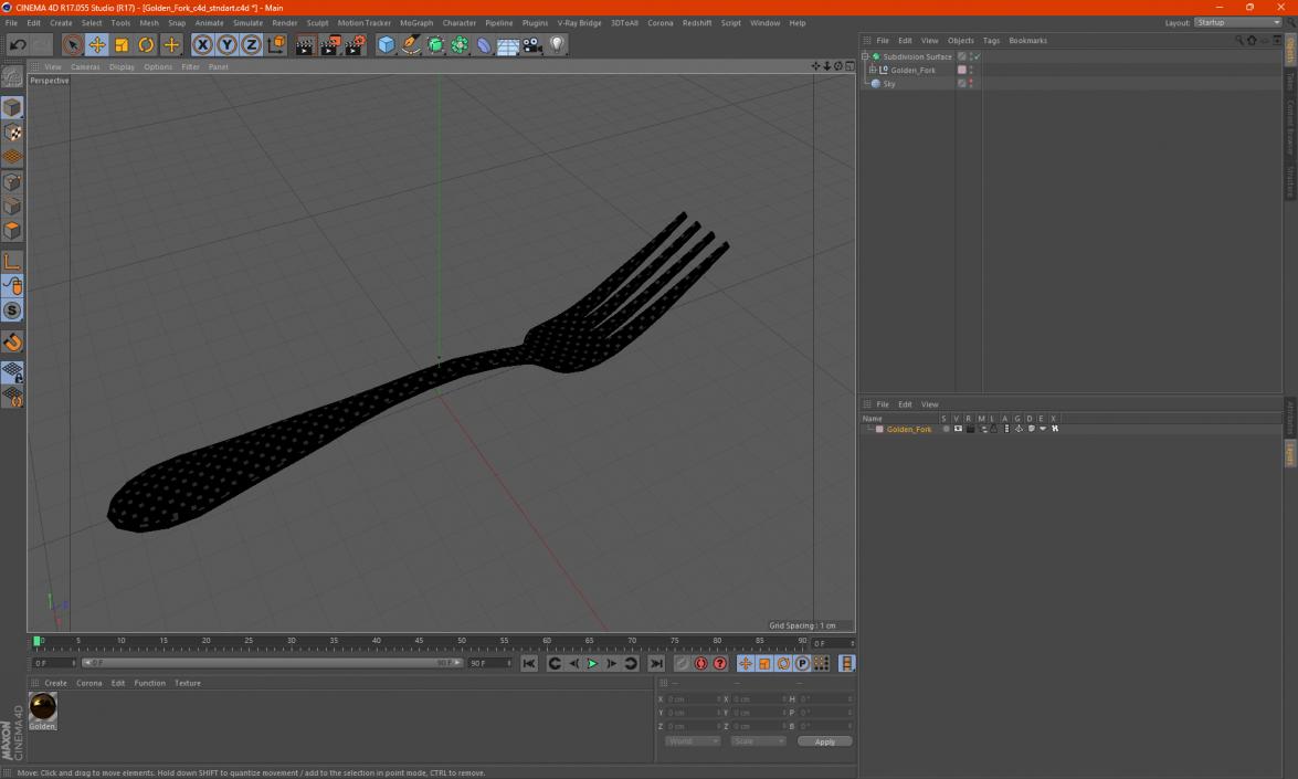 3D Golden Fork