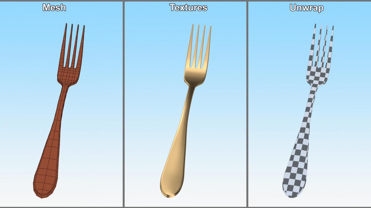 3D Golden Fork