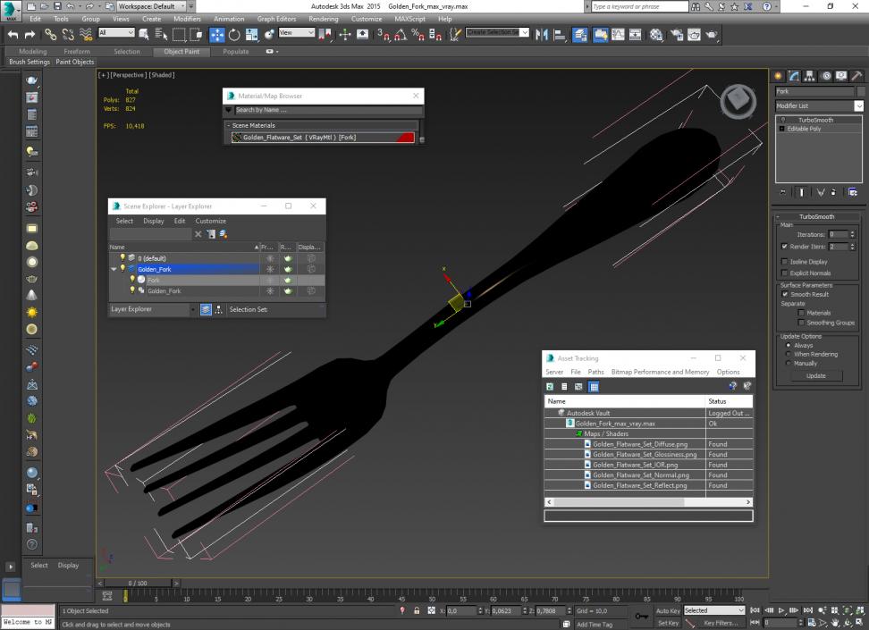 3D Golden Fork