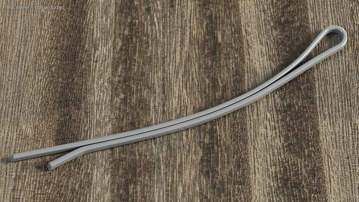 Curved Hair Pin Silver 3D