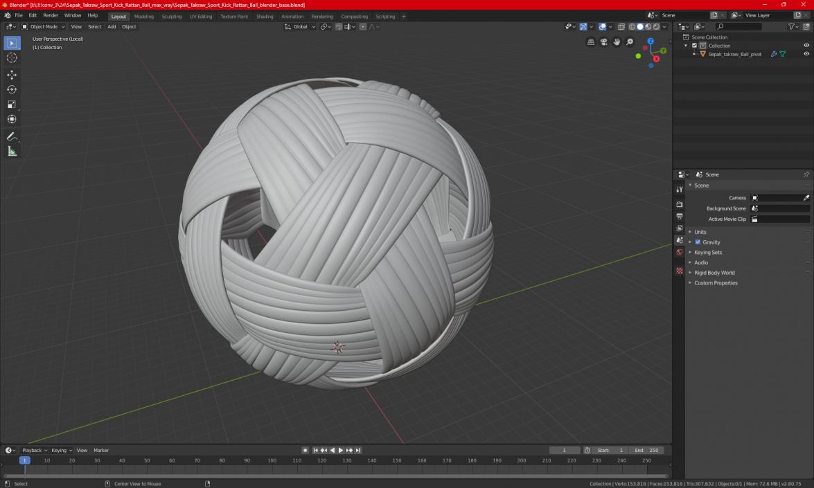 Sepak Takraw Thai Kick Rattan Ball 3D model