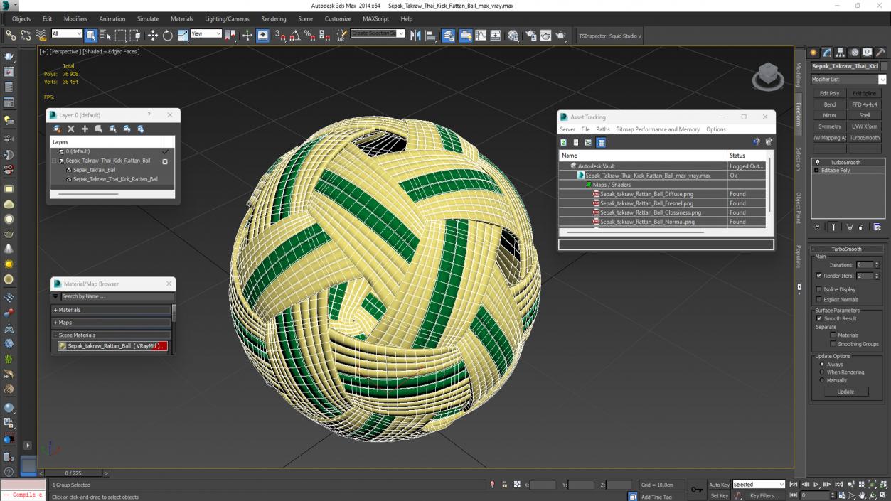 Sepak Takraw Thai Kick Rattan Ball 3D model