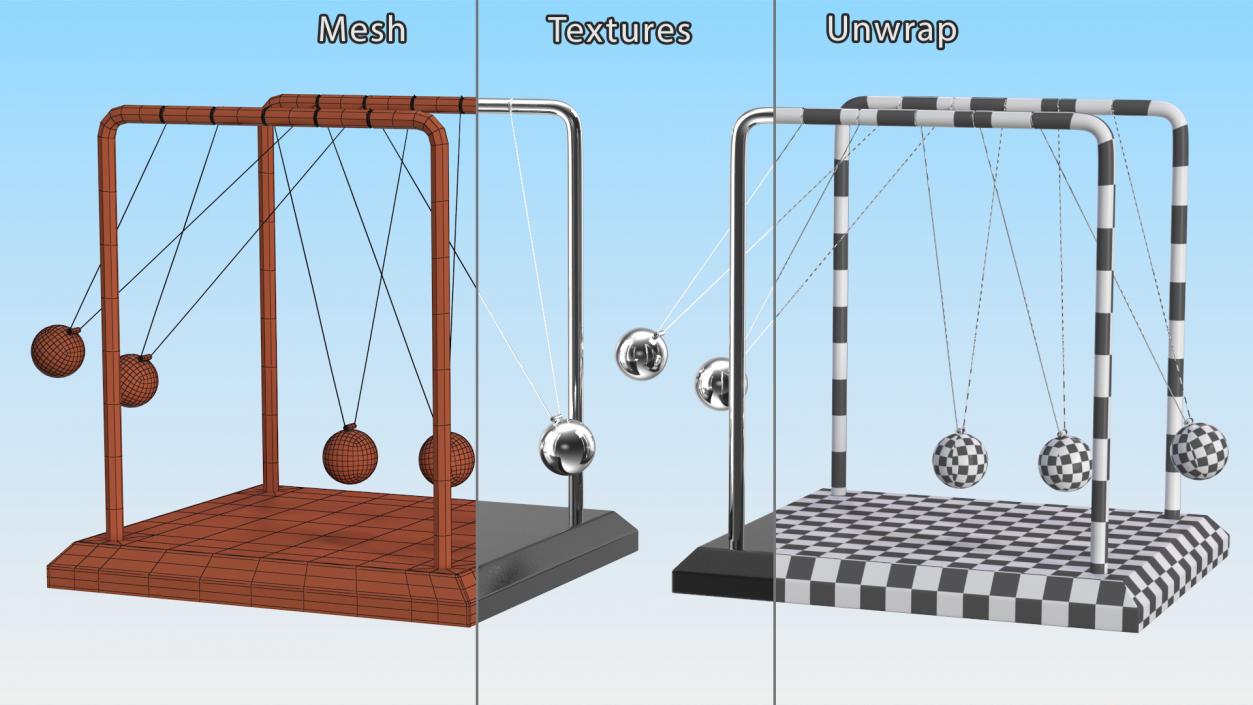 Newton's Pendulum Rigged 3D model