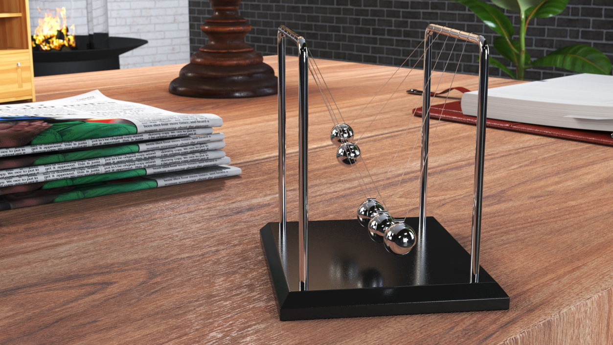 Newton's Pendulum Rigged 3D model