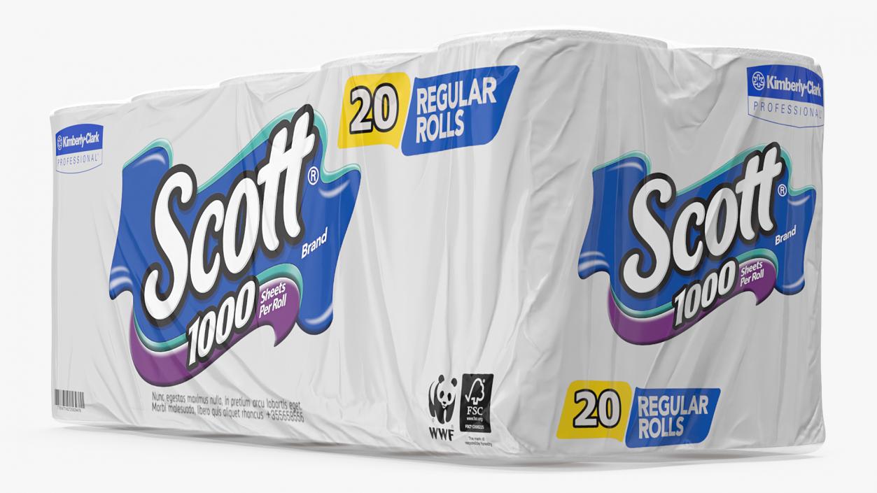 Scott Regular Roll Bath Tissue 20 Rolls 3D model