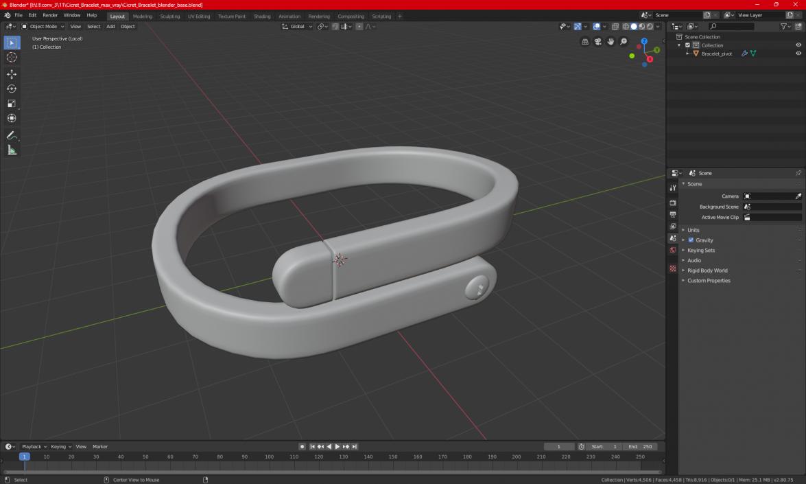 3D model Cicret Bracelet