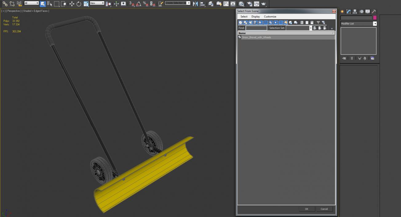 3D Snow Shovel with Wheels model