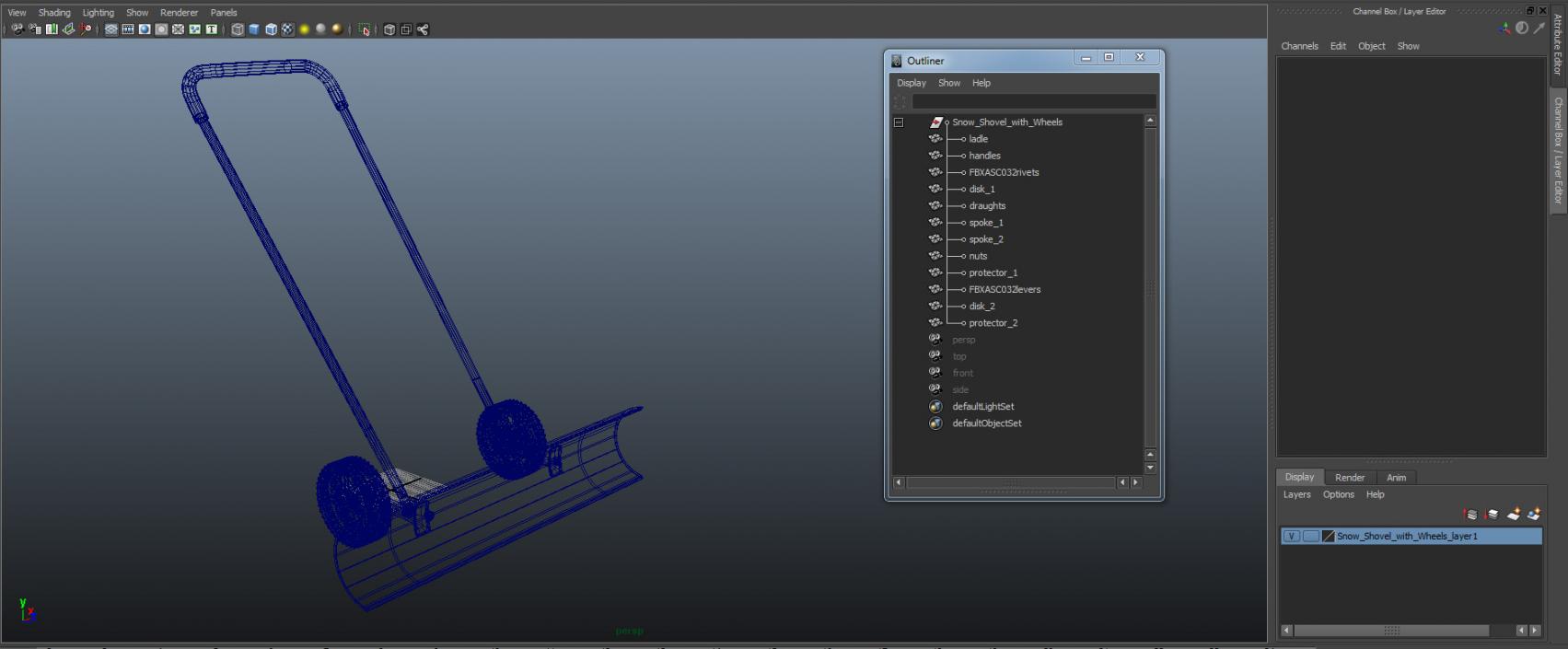 3D Snow Shovel with Wheels model