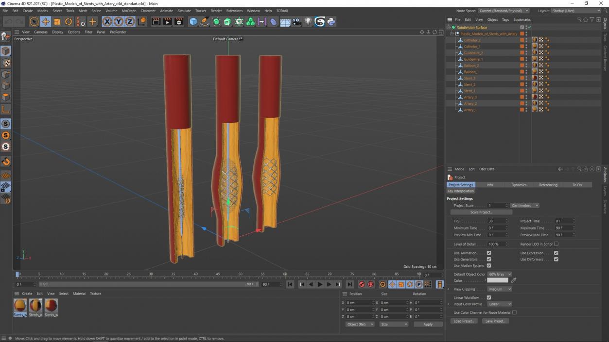 3D Plastic Models of Stents with Artery 2 model