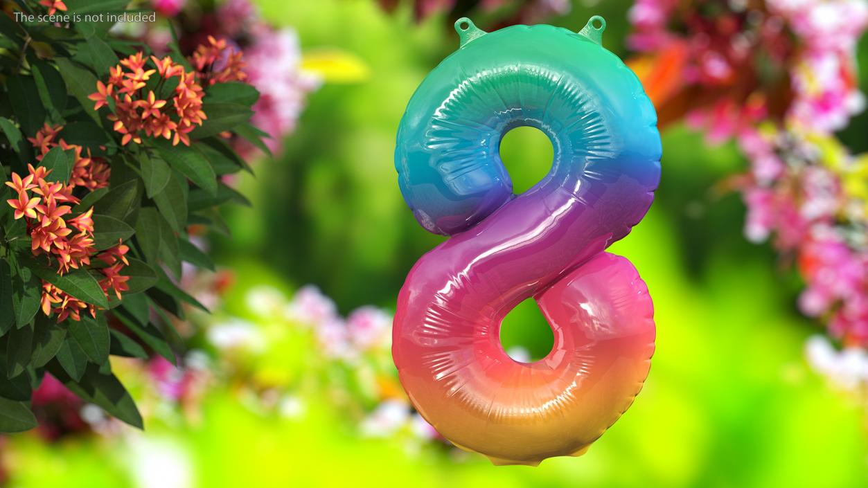 3D model Balloon Numbers 8 Rainbow