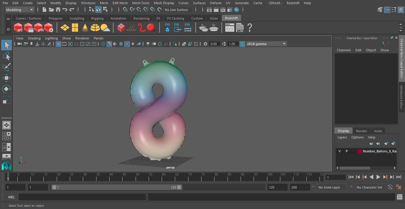 3D model Balloon Numbers 8 Rainbow